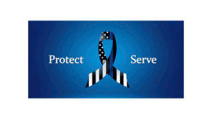 ADDvantage Casket panel insert Protect and serve ribbon with thin blue line and american flag