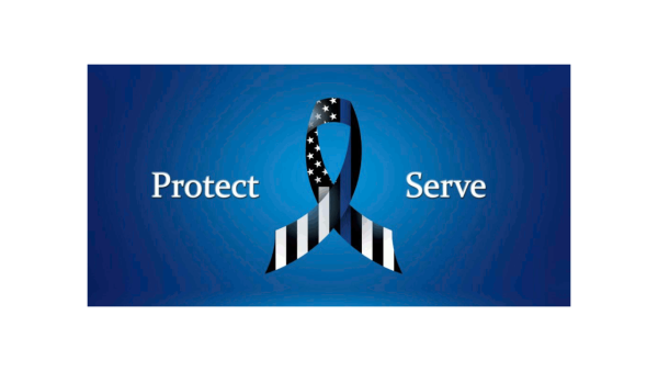 ADDvantage Casket panel insert Protect and serve ribbon with thin blue line and american flag