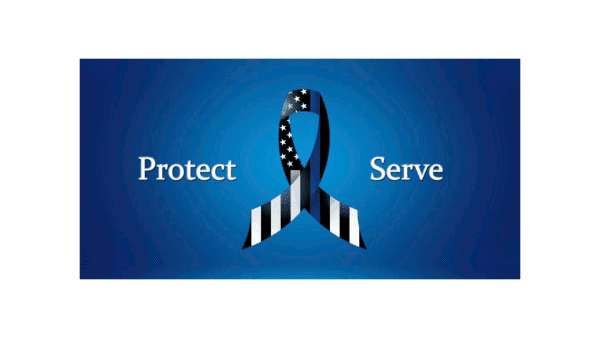 ADDvantage Casket panel insert Protect and serve ribbon with thin blue line and american flag