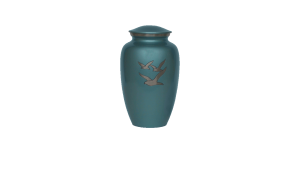 ADDvantage Casket teal urn with doves