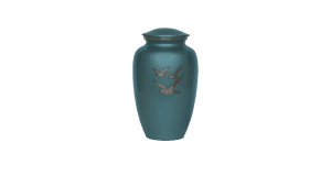 ADDvantage Casket teal urn with doves